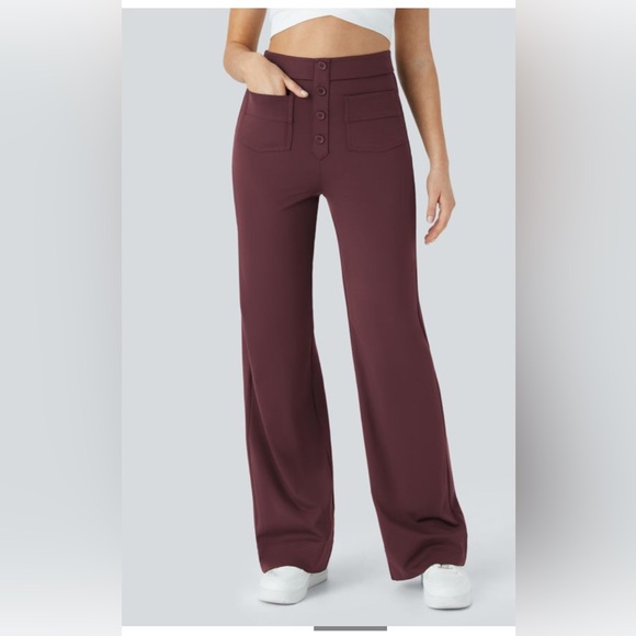 HALARA Pants - HALARA - Burgundy Wide Leg Pants - New! Size S